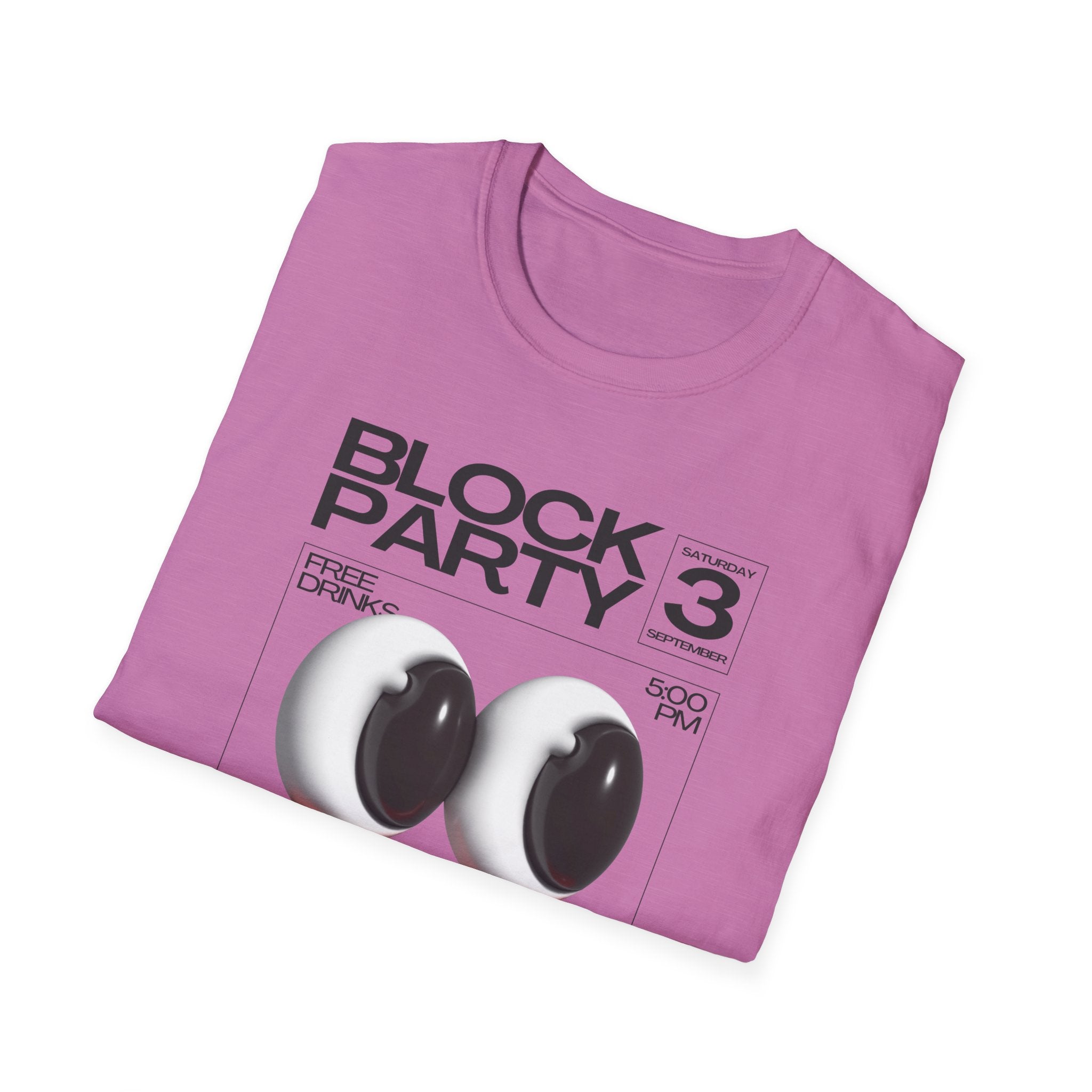 Block Party 3 Graphic Tee — 3D Smile Face Music Festival T-Shirt - Creations by Chris and Carlos