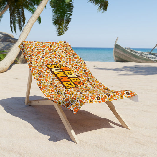 Retro Summer Beach Towel — 70s Floral Pattern, "Retro Summer" Graphic - Creations by Chris and Carlos