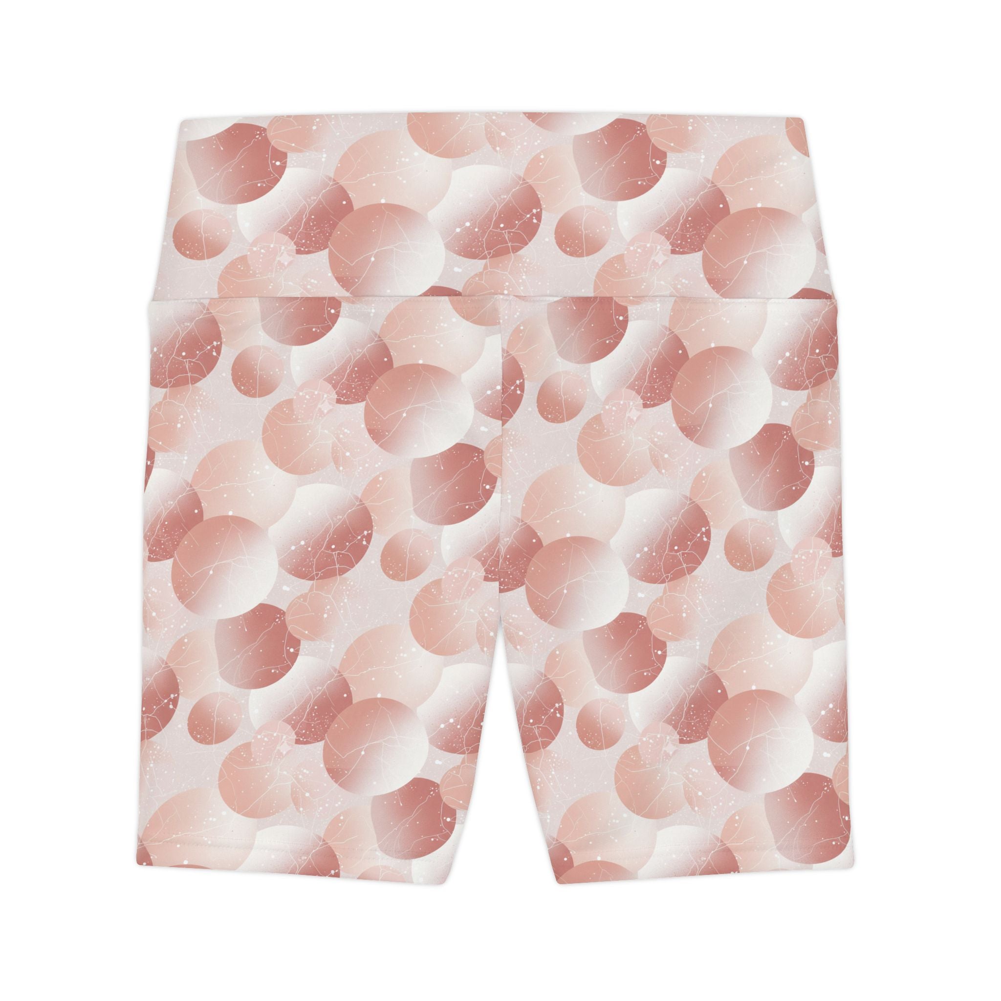 Pink Bubble Print Women's Workout Shorts — High-Waist Activewear Bike Shorts - Creations by Chris and Carlos