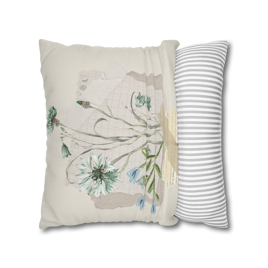 Botanical Watercolor Pillow - Vintage Floral Square Throw Pillowcase - Creations by Chris and Carlos