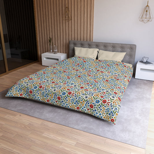 Floral Microfiber Duvet Cover - Morning Bloom Cozy Bedding, Bright Bedroom Decor, Spring Vibes, Gift for Home, Soft Bedspread - Creations by Chris and Carlos
