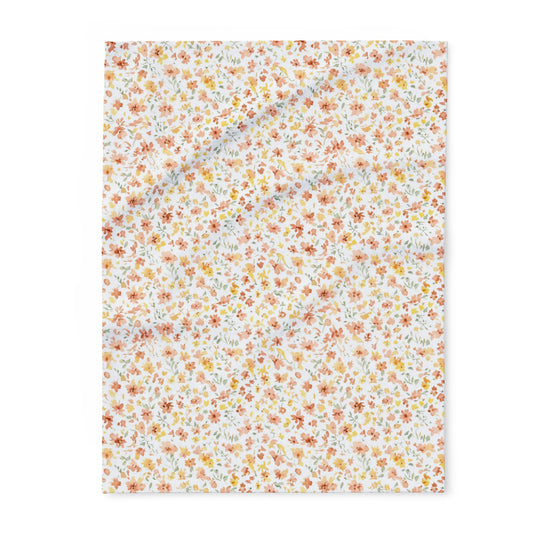 The Artisanal Flora Gallery Floral Fleece Blanket — Delicate Autumn Wildflower Throw - Creations by Chris and Carlos
