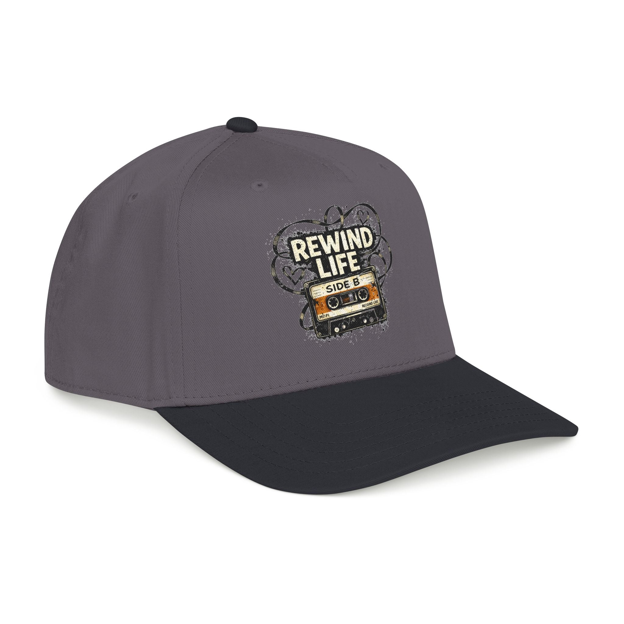 Rewind Life Cassette Cap — Retro Music Mid-Profile Baseball Hat - Creations by Chris and Carlos
