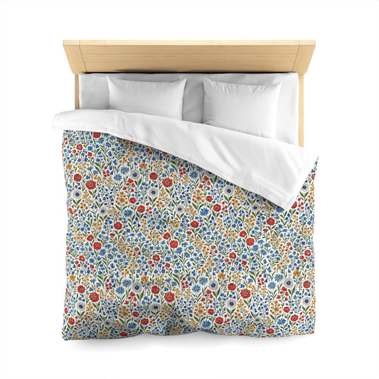 Floral Microfiber Duvet Cover - Morning Bloom Cozy Bedding, Bright Bedroom Decor, Spring Vibes, Gift for Home, Soft Bedspread - Creations by Chris and Carlos