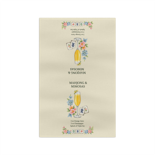 Mahjong & Mimosas Tea Towel — Floral Mahjong Game Brunch Kitchen Towel - Creations by Chris and Carlos
