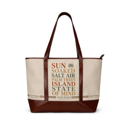Island State of Mind Handbag – Beach Tote with 'Sun Soaked Salt Air' Design - Creations by Chris and Carlos