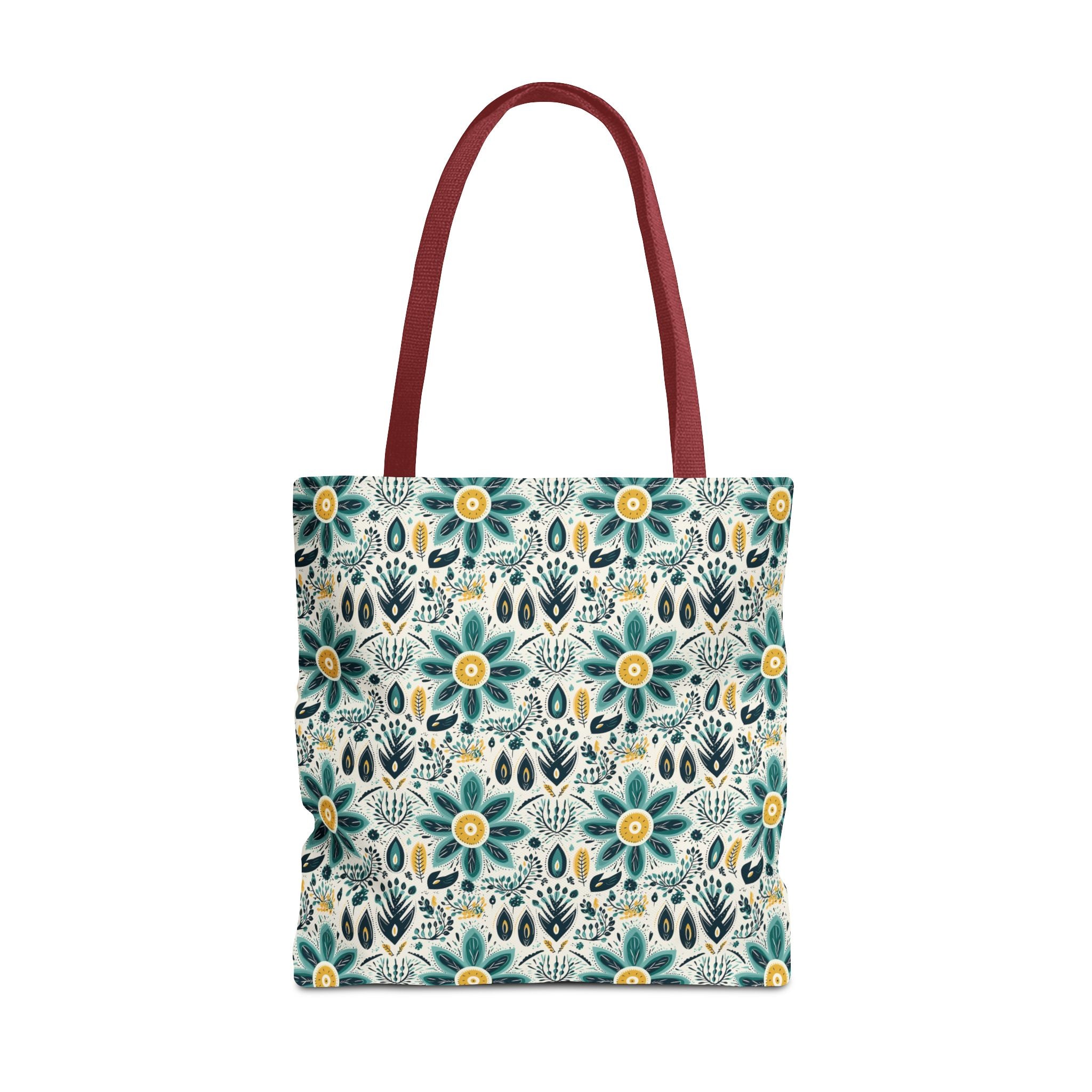 Sol y Alegría (Sun and Joy) Collection- Cactus Succulent Pattern Microfiber Blanket Soft Velveteen Throw for Home & Garden Lovers Floral Folk Art Tote Bag — Teal & Mustard All-Over Print - Creations by Chris and Carlos
