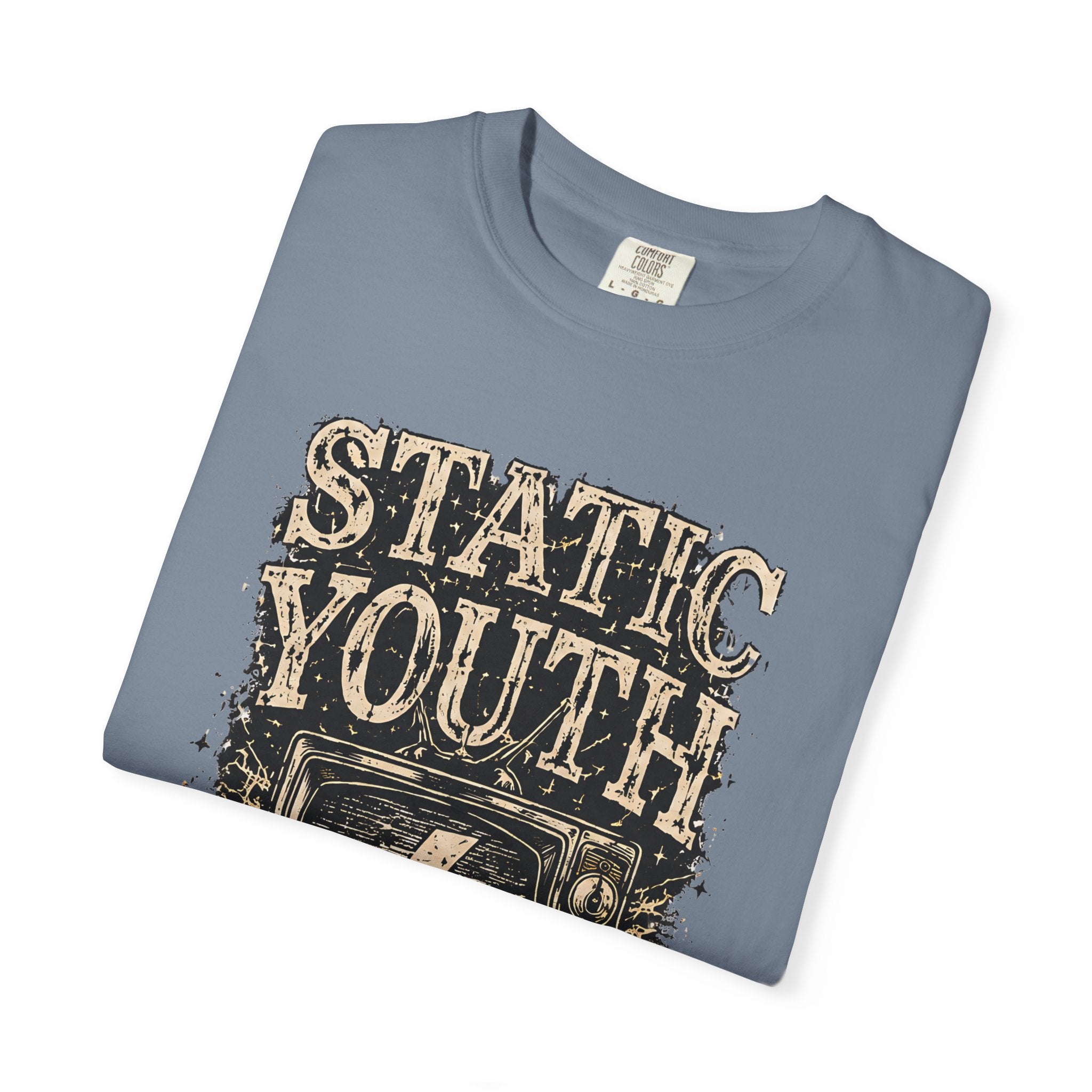 Static Youth Graphic Tee — Vintage TV Lightning Bolt "Old Soul Replay" - Creations by Chris and Carlos