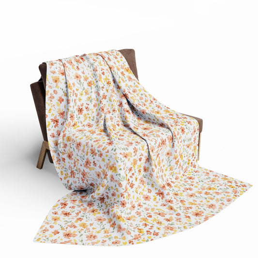 The Artisanal Flora Gallery Floral Fleece Blanket — Delicate Autumn Wildflower Throw - Creations by Chris and Carlos