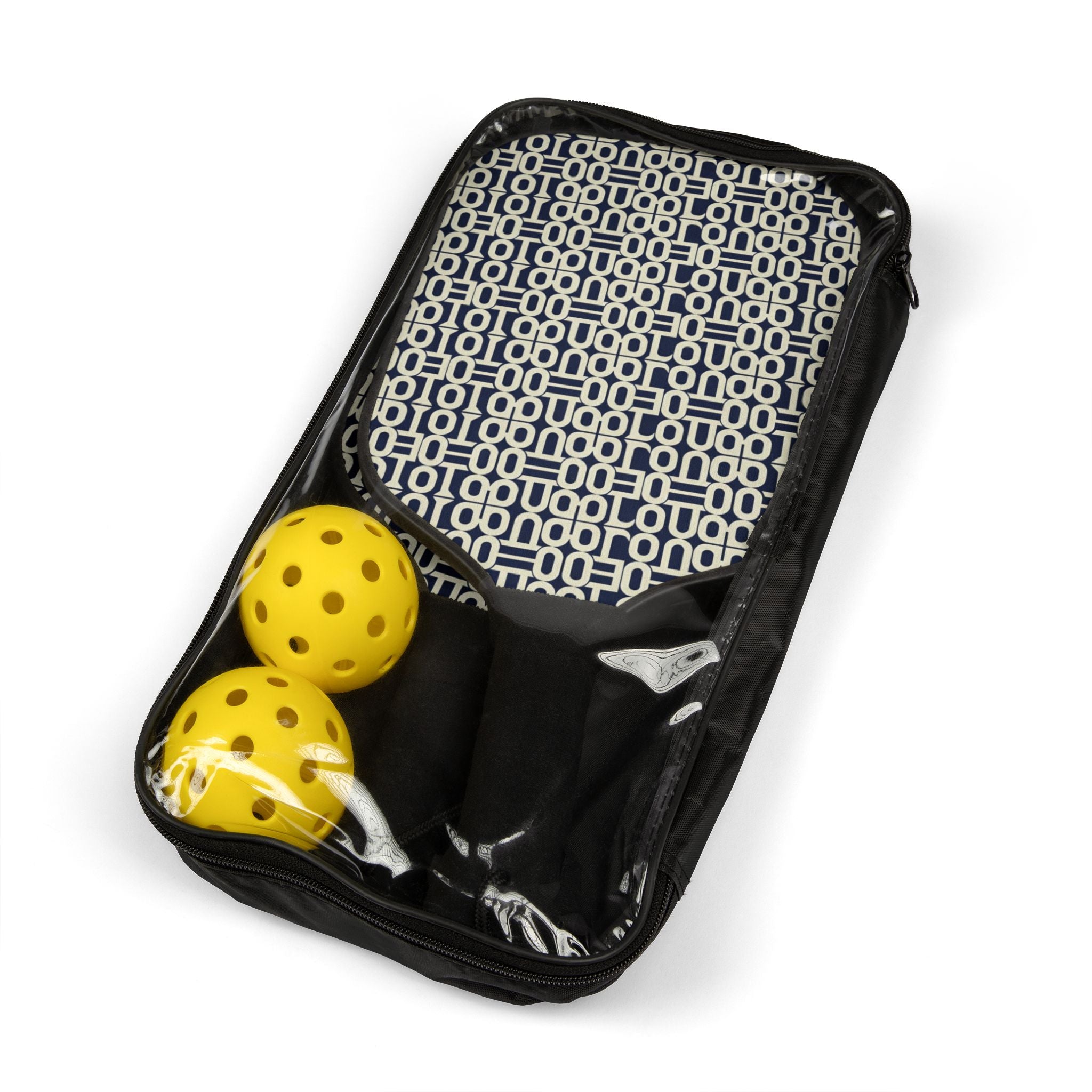 Pickleball Paddles & Balls Set — Geometric Black & White Design - Creations by Chris and Carlos