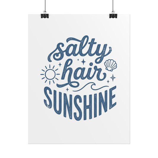 Salty Hair Sunshine Poster — Coastal Beach Wall Art Print - Creations by Chris and Carlos