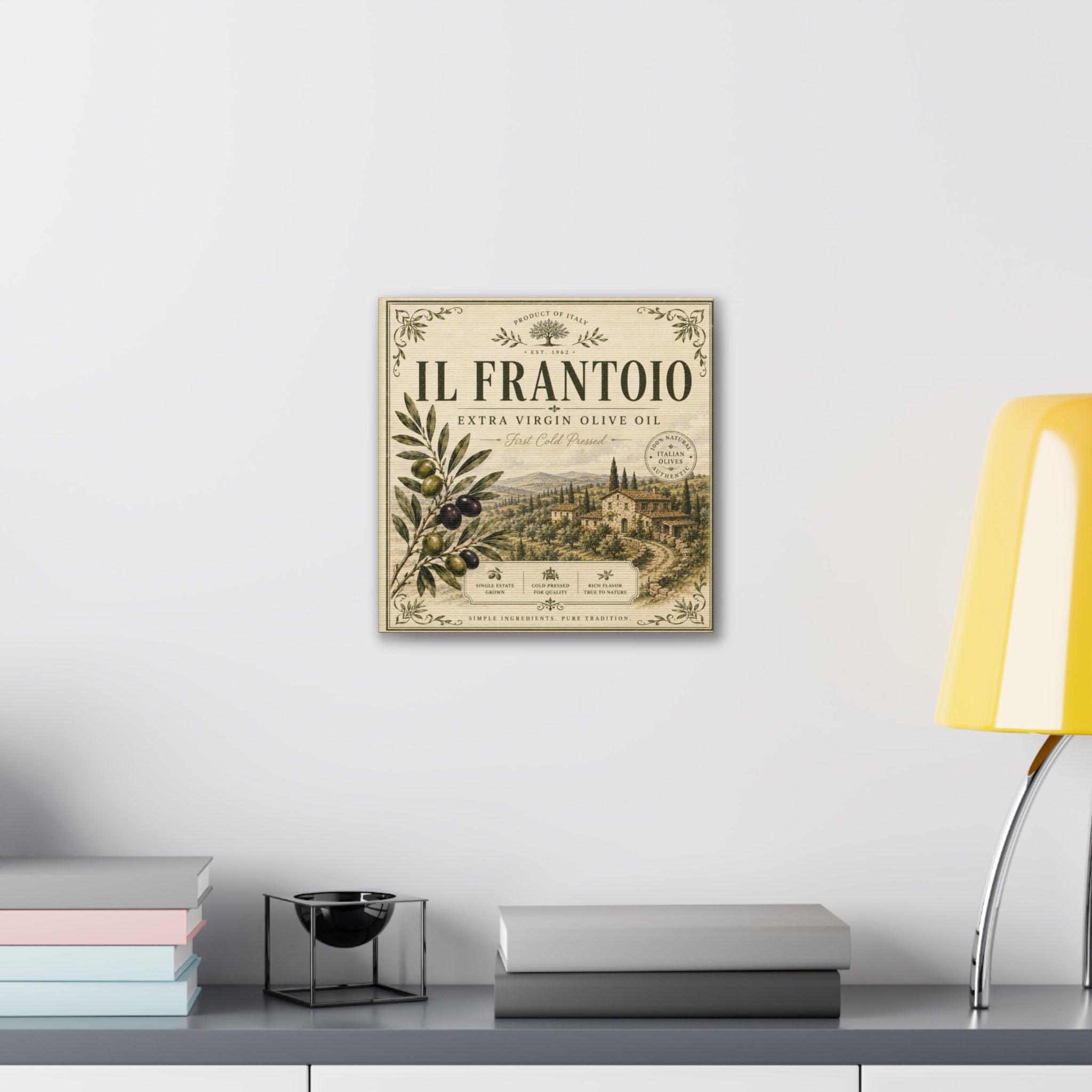 Il Frantoio Olive Oil Vintage Canvas Print — Italian Farmhouse Kitchen Wall Art - Creations by Chris and Carlos