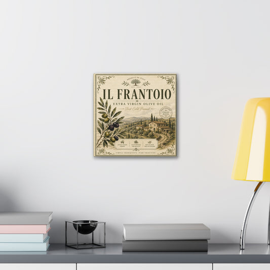 Il Frantoio Olive Oil Vintage Canvas Print — Italian Farmhouse Kitchen Wall Art - Creations by Chris and Carlos