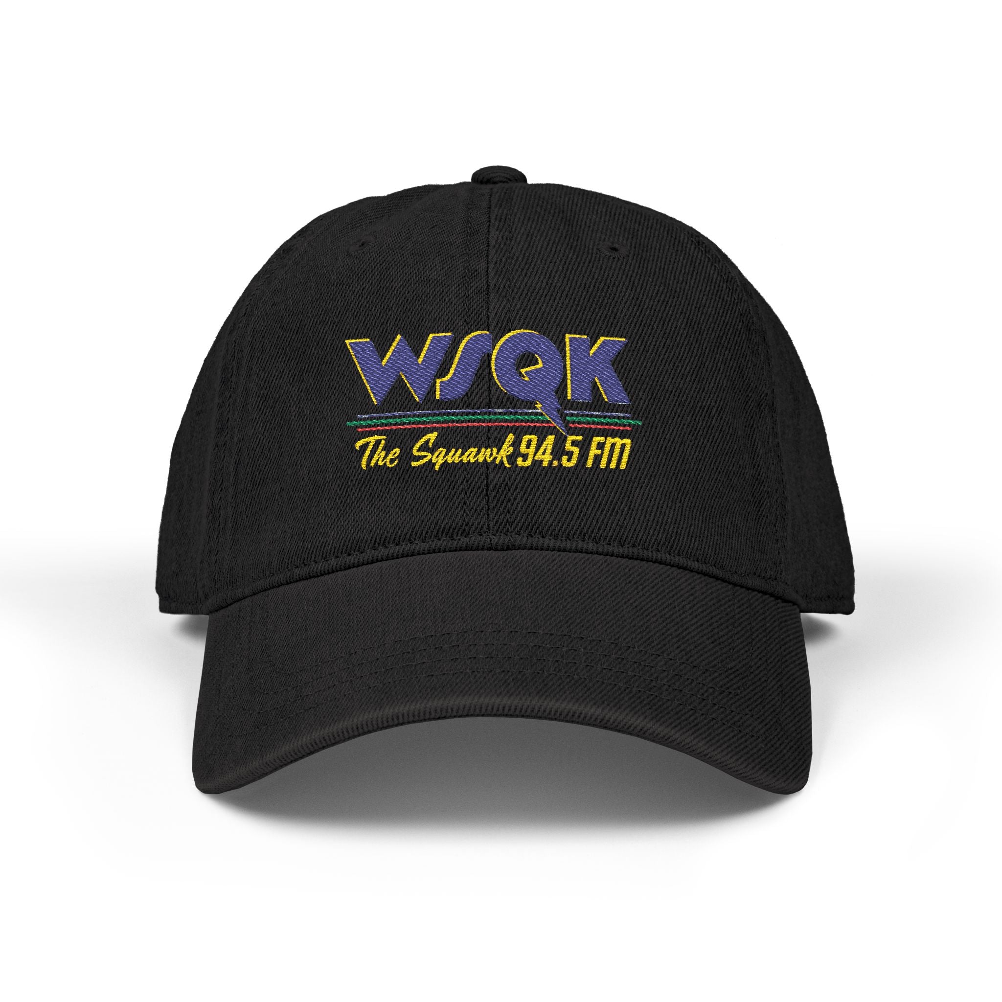 WSQK 94.5 FM Embroidered Denim Hat - Retro Radio Logo Cap - Creations by Chris and Carlos