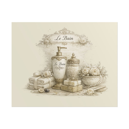 Bathroom Poster - Vintage 'Le Bain' Spa Print - Creations by Chris and Carlos