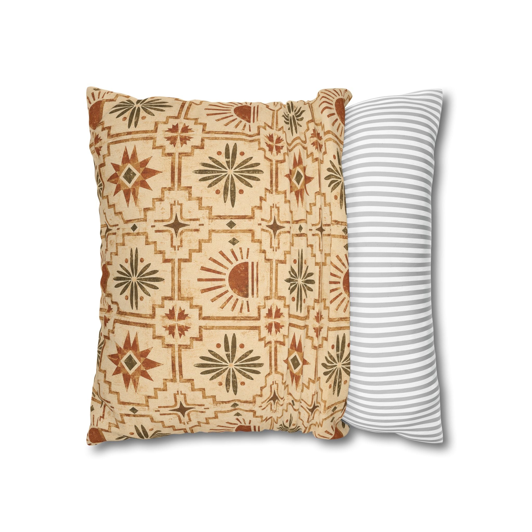 Southwestern Sunburst Pattern Pillowcase — Boho Geometric Throw Cover - Creations by Chris and Carlos