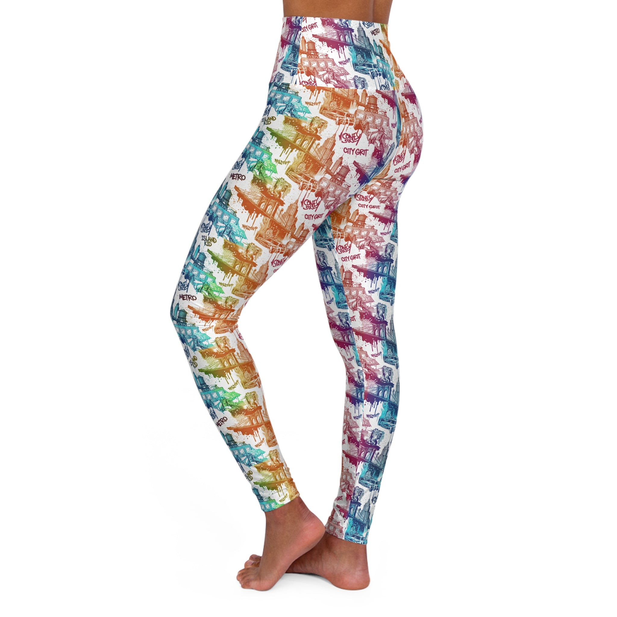 High-Waisted Yoga Leggings — Ombre Abstract Print - Creations by Chris and Carlos