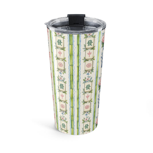 20oz Floral Chinoiserie Stainless Tumbler – Bamboo & Porcelain Pattern - Creations by Chris and Carlos