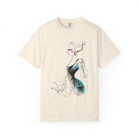 Fashion Sketch T-Shirt – Hand-Drawn Dress Illustration Tee - Creations by Chris and Carlos