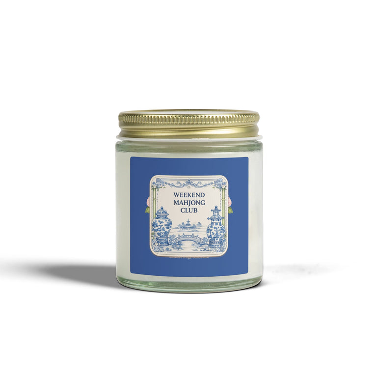 Weekend Mahjong Club Coconut Apricot Scented Candle (4oz & 9oz) - Creations by Chris and Carlos