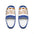 Men's Indoor Slippers - Greek Blue 'We Are Happy To Serve You' Novelty House Shoes