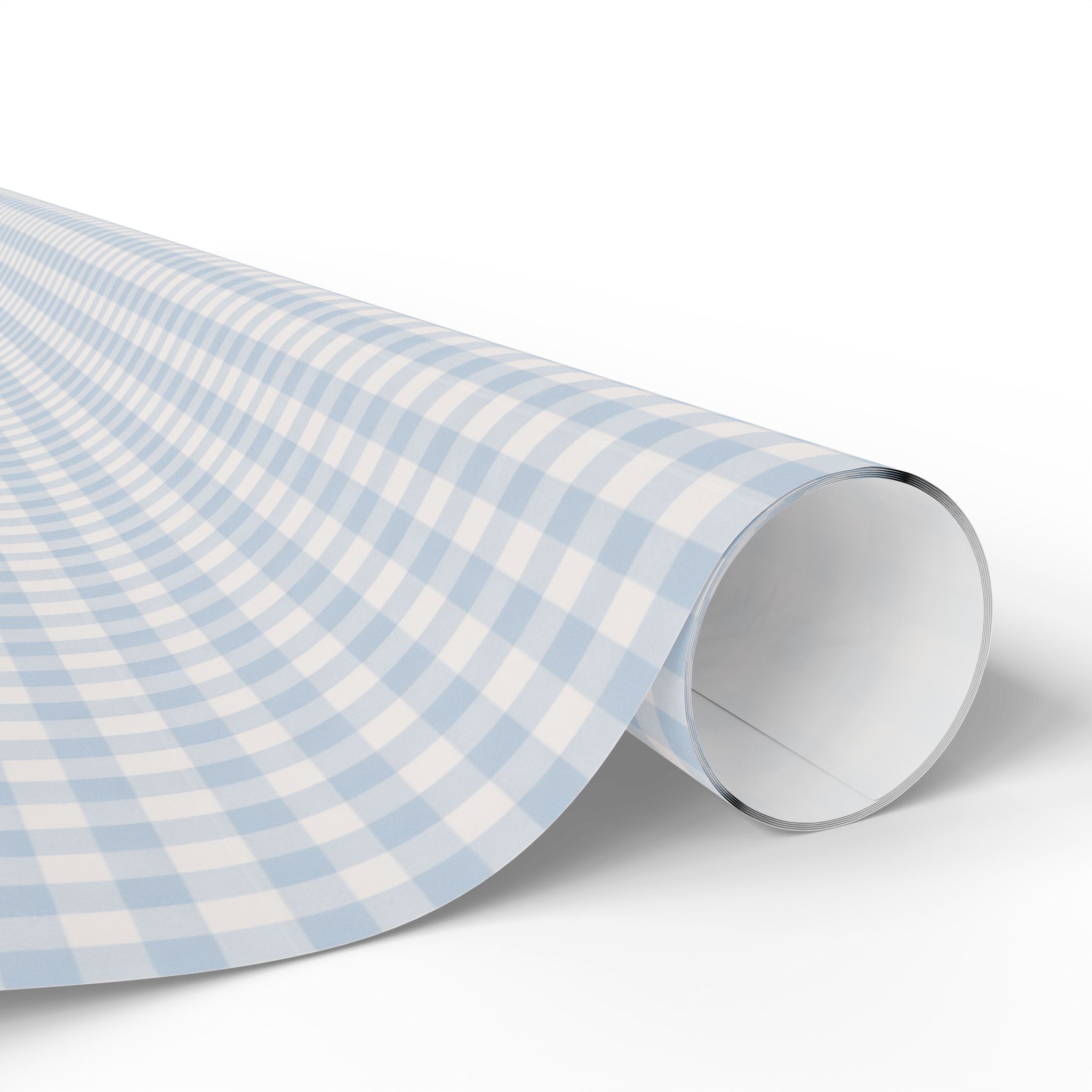 Wrapping Paper Roll — Light Blue Gingham Check Gift Wrap - Creations by Chris and Carlos