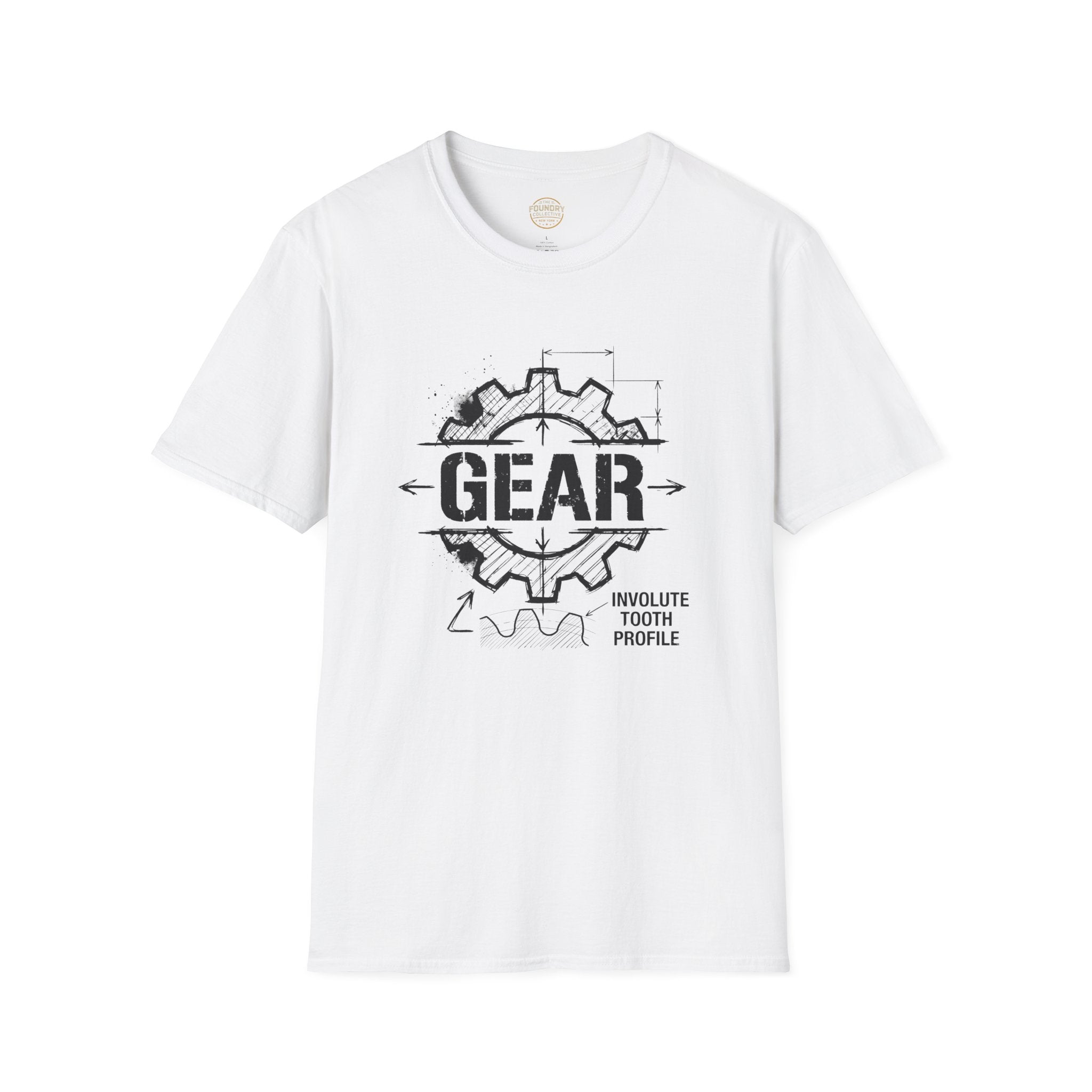The Foundry Collective Gear Blueprint T-Shirt — Mechanical Engineering Sketch Tee - Creations by Chris and Carlos