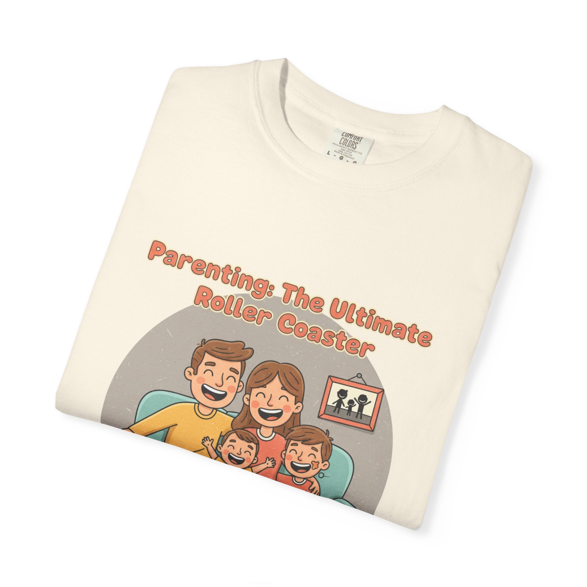 T-Shirt — "Parenting: The Ultimate Roller Coaster" Funny Retro Graphic Tee - Creations by Chris and Carlos