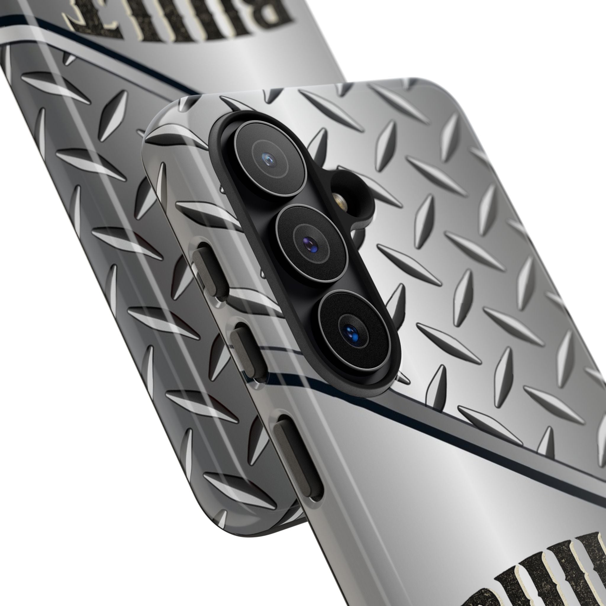 Built Not Bought Metal Diamond-Plate Phone Case — Rugged Tool Lover Gift - Creations by Chris and Carlos