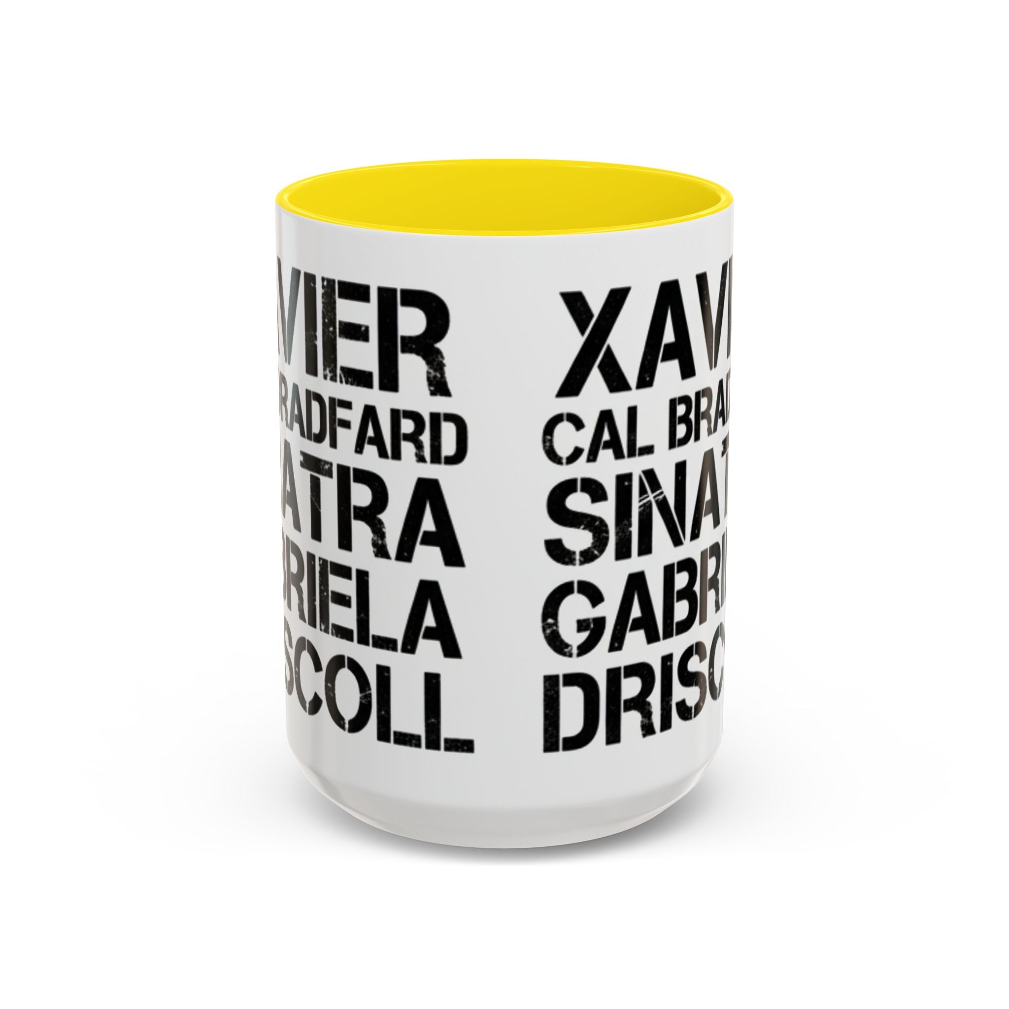 Paradise TV Show Typography Names Accent Coffee Mug — Bold Black Name List Design (11/15oz) - Creations by Chris and Carlos