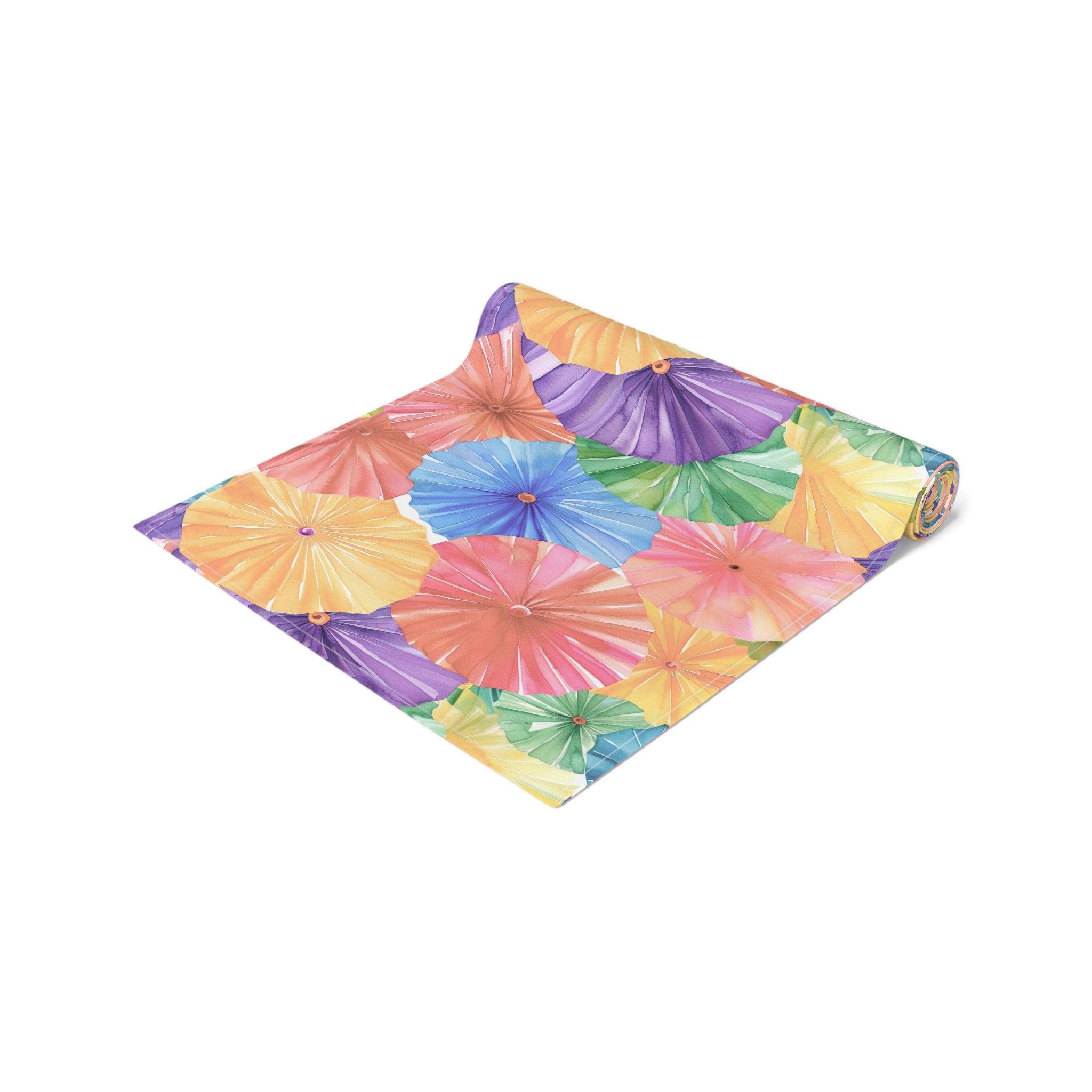 Floral Parasol Pattern Table Runner — Colorful Summer Umbrella Design - Creations by Chris and Carlos