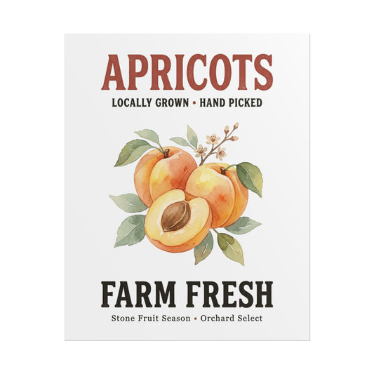 Apricots Farm Fresh Poster — Vintage Fruit Kitchen Wall Art - Creations by Chris and Carlos