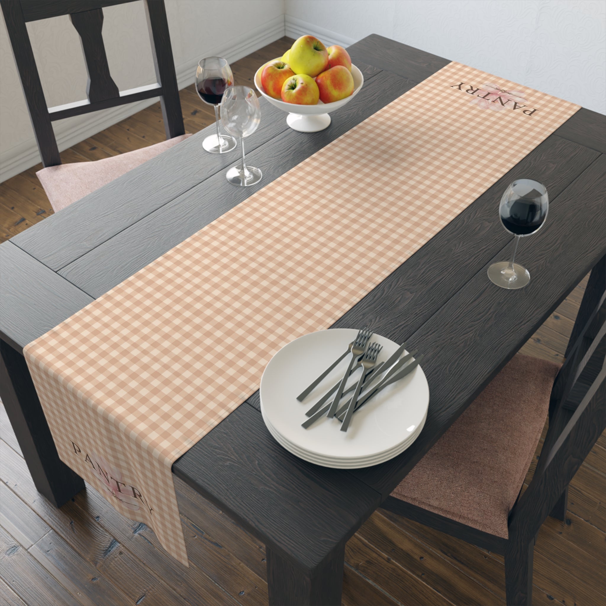 Farmhouse Gingham Table Runner — "Pantry" Cotton-Blend Decor - Creations by Chris and Carlos