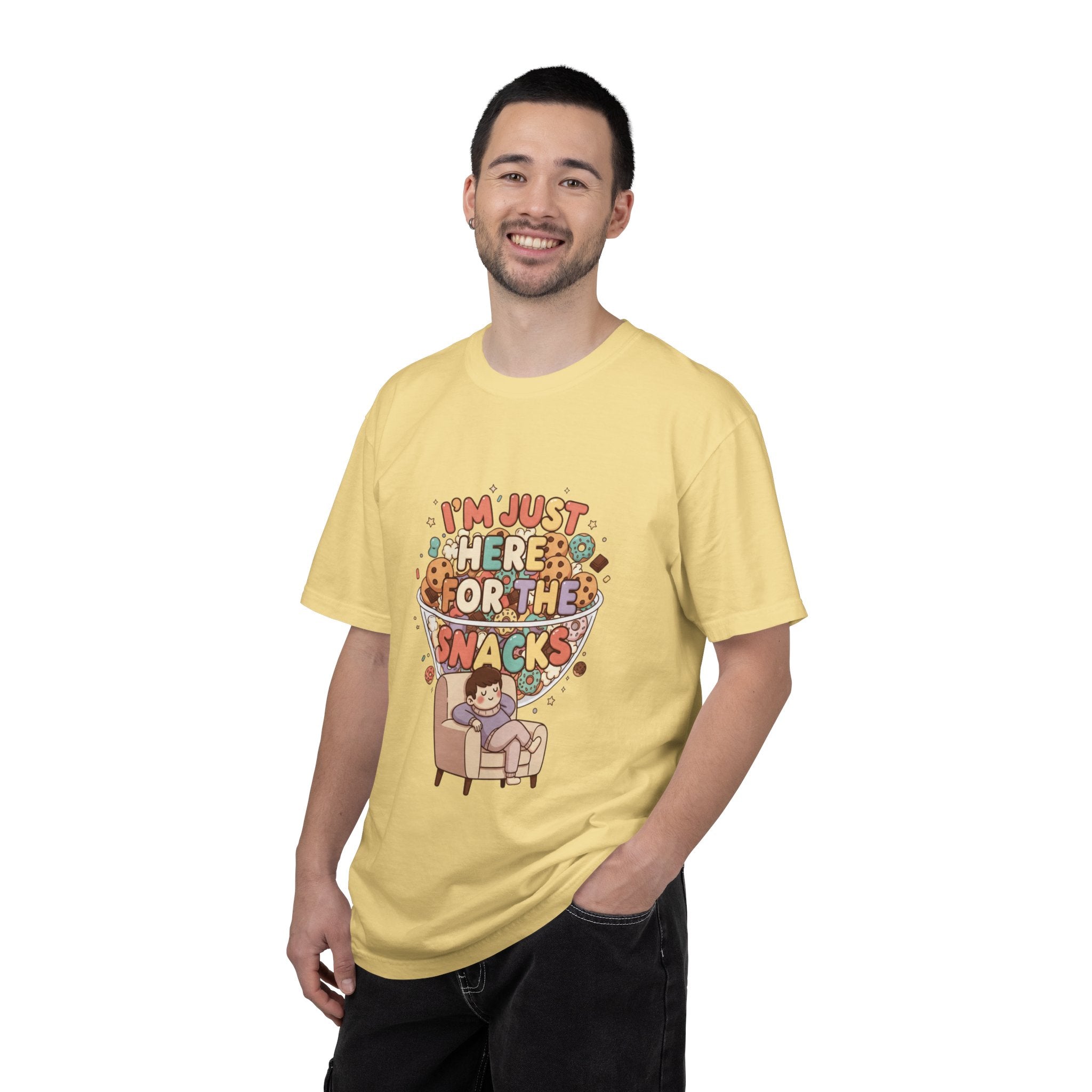 T-Shirt — "I'm Just Here for the Snacks" Funny Retro Graphic Tee - Creations by Chris and Carlos