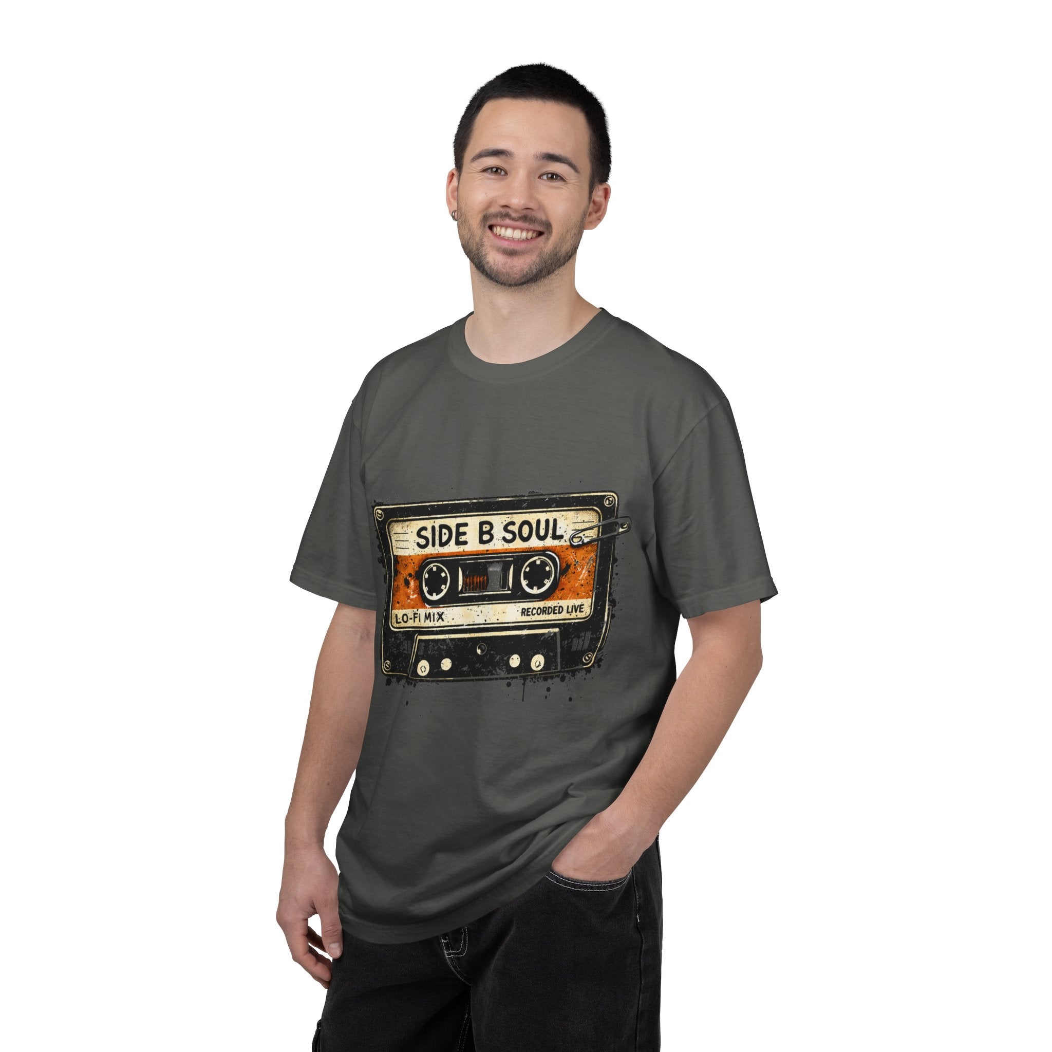 Analog Cassette T-Shirt — "Side B Soul" Vintage Tape Music Tee - Creations by Chris and Carlos
