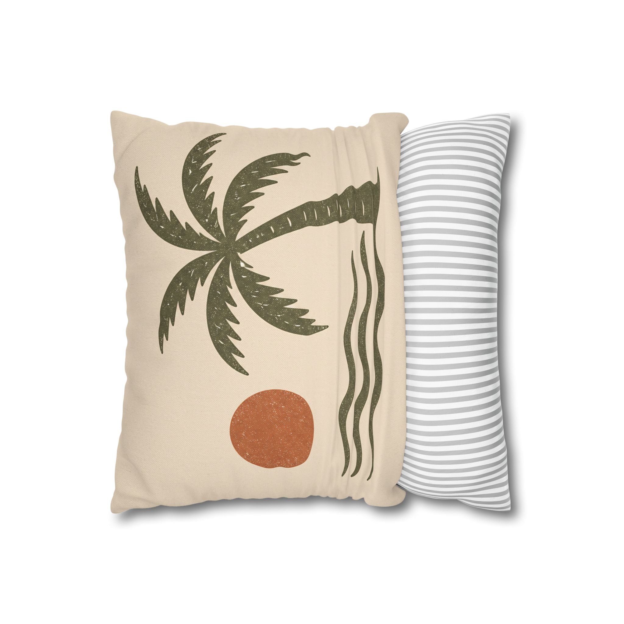 Retro Palm Tree Beach Pillowcase — Tropical Sunset Decorative Throw - Creations by Chris and Carlos