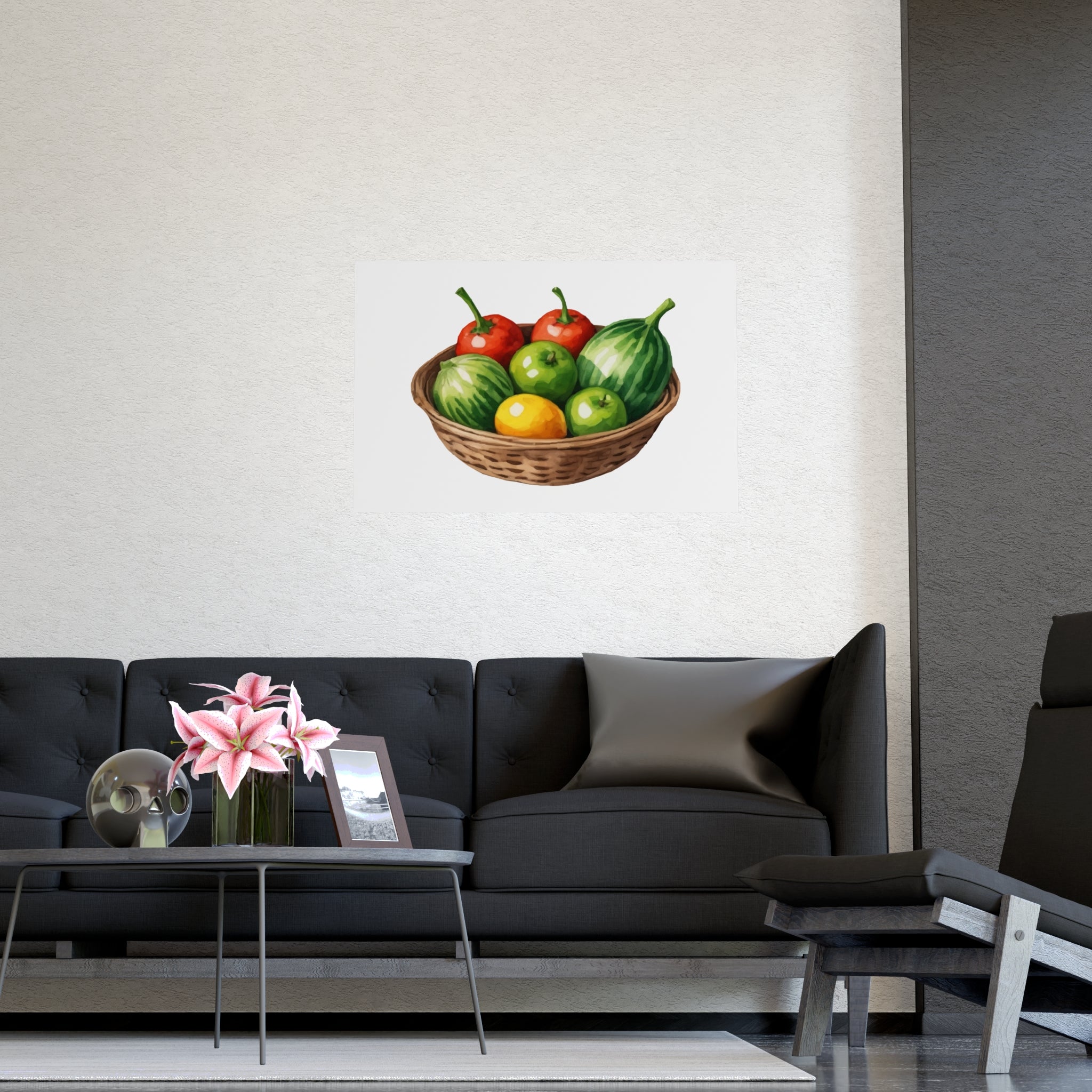 Fruit Basket Matte Poster — Watercolor Kitchen Wall Art - Creations by Chris and Carlos