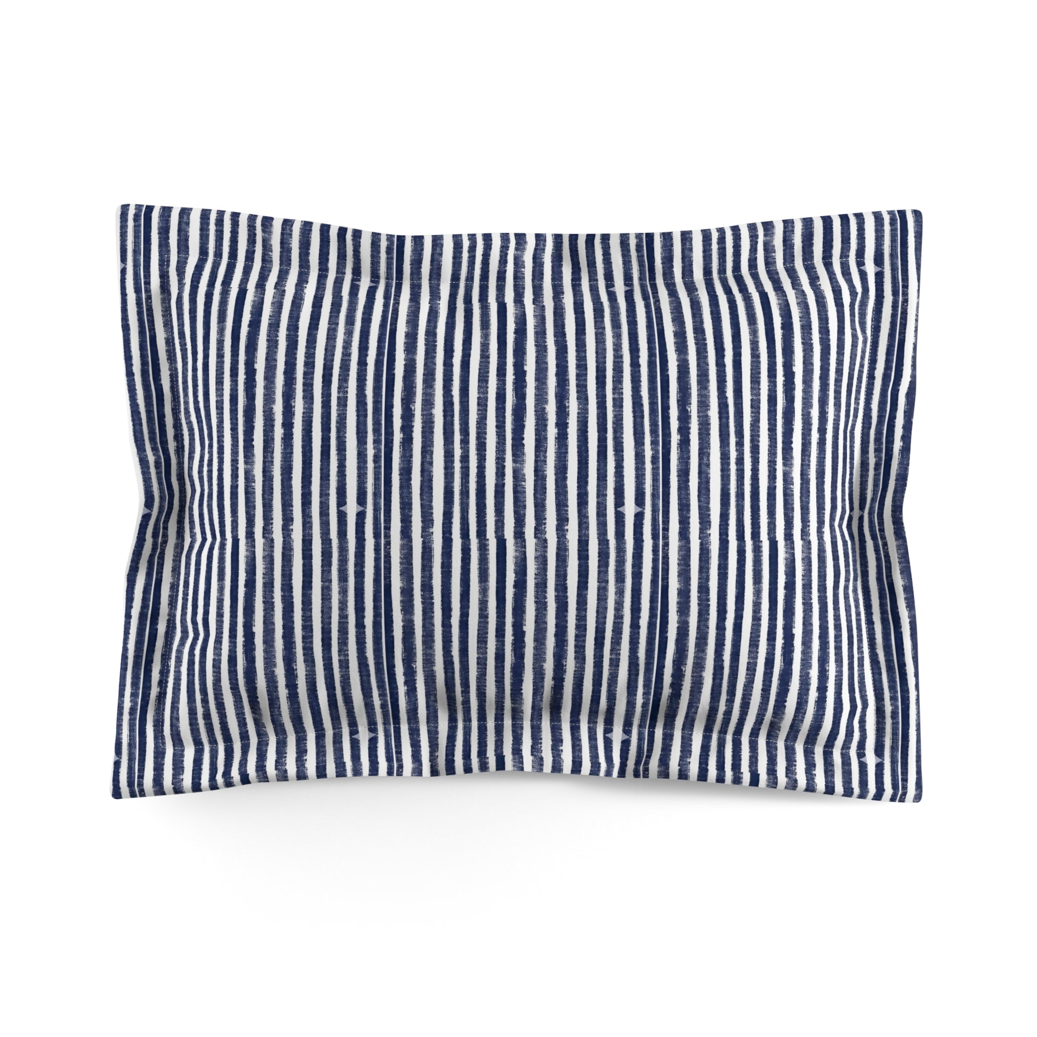 The Artisanal Flora Gallery Navy Stripe Microfiber Pillow Sham — Coastal Nautical Accent for Bedroom or Living Room - Creations by Chris and Carlos