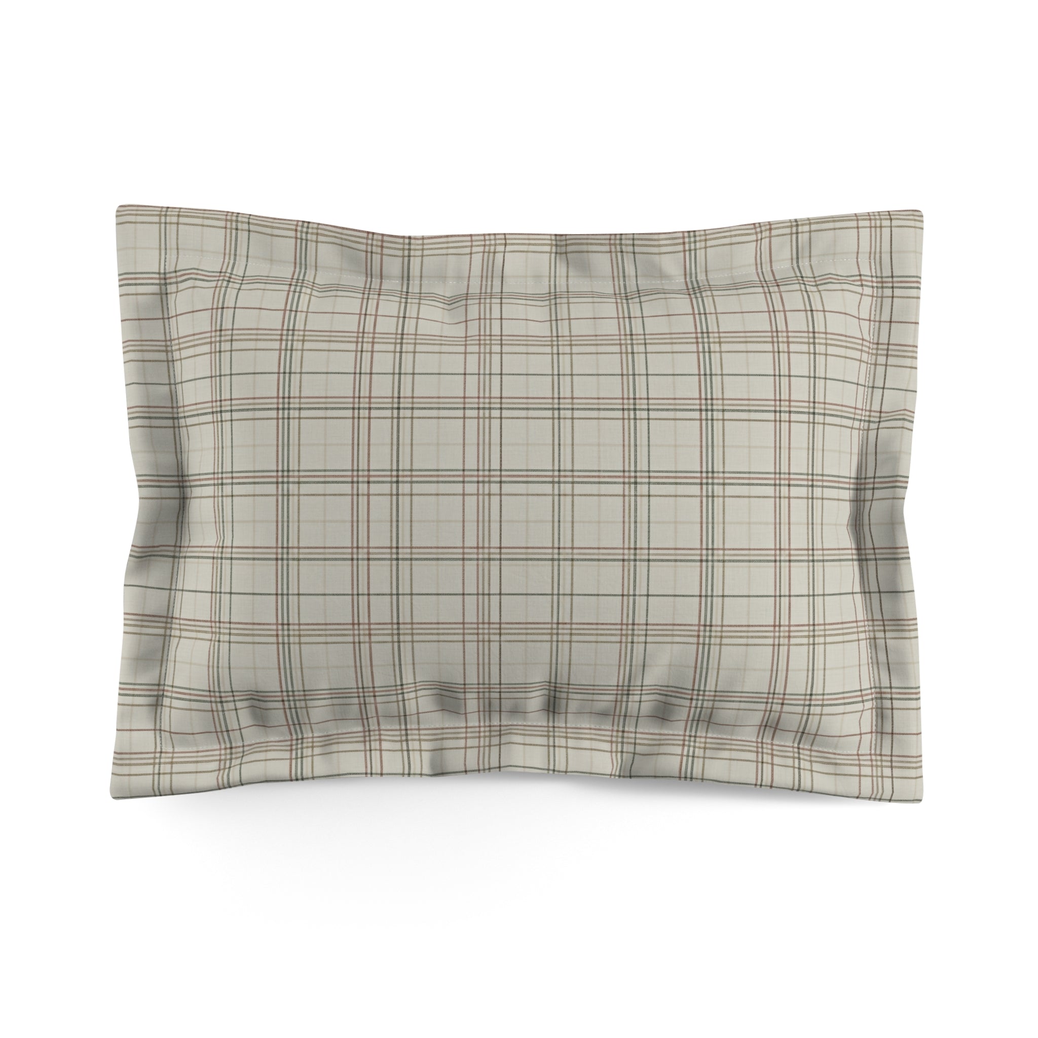 Briarwood Garden Plaid Microfiber Pillow Sham — Neutral Taupe Check Decorative Sham - Creations by Chris and Carlos