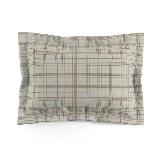 Briarwood Garden Plaid Microfiber Pillow Sham — Neutral Taupe Check Decorative Sham - Creations by Chris and Carlos