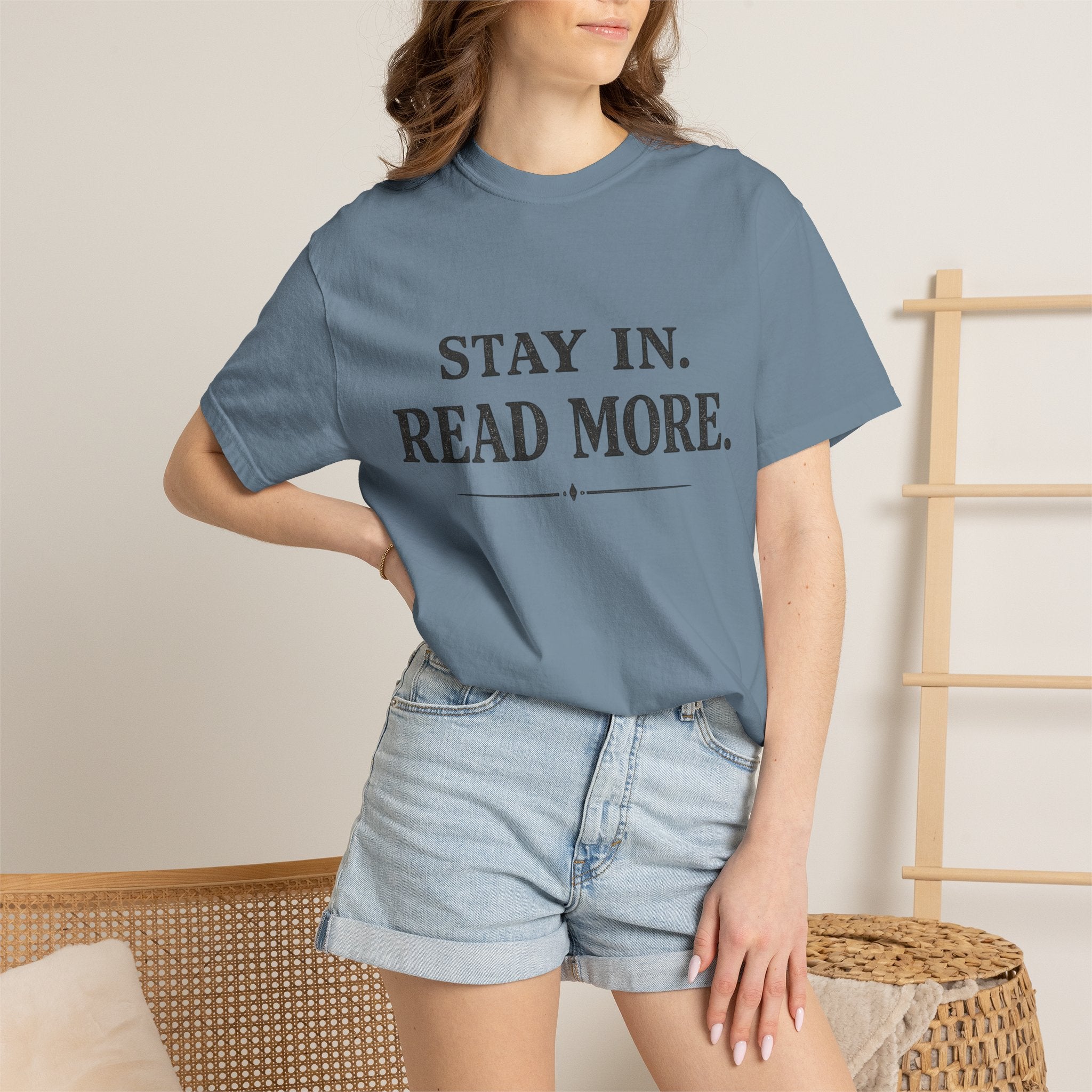 Stay In. Read More. T-Shirt — Cozy Literary Tee for Book Lovers - Creations by Chris and Carlos