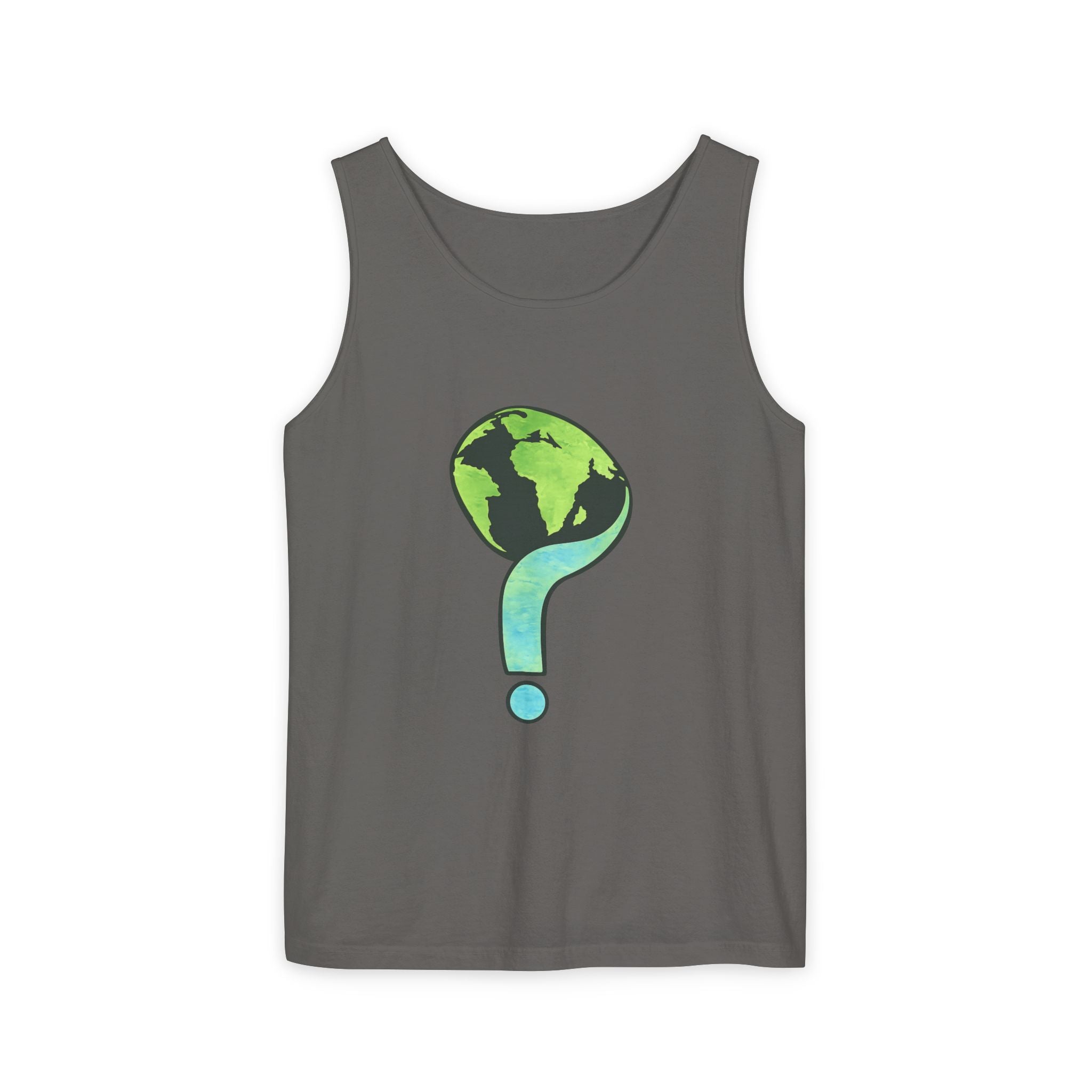 Earth Question Mark Tank Top — Sustainable Planet Graphic Tank - Creations by Chris and Carlos
