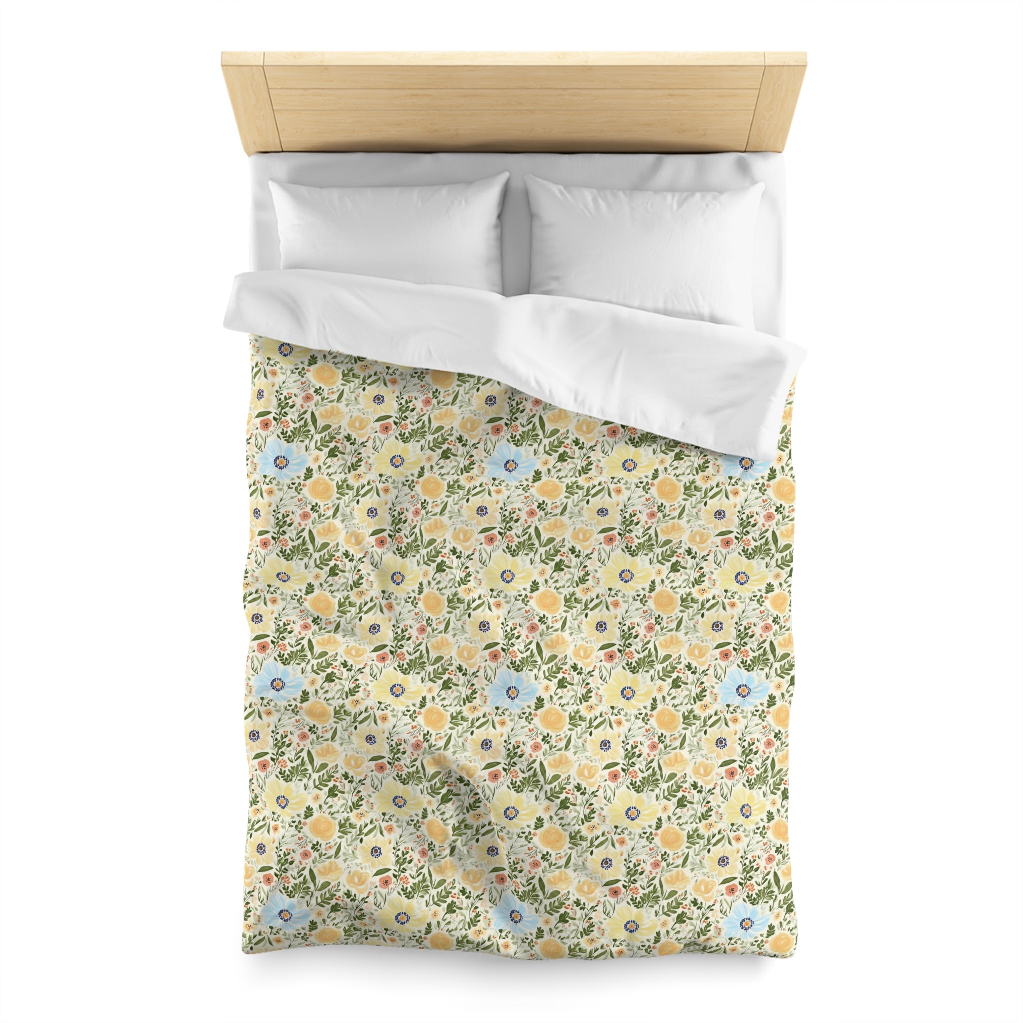 The Artisanal Flora Gallery Vintage Floral Duvet Cover — Pastel Wildflower Microfiber Bedding - Creations by Chris and Carlos