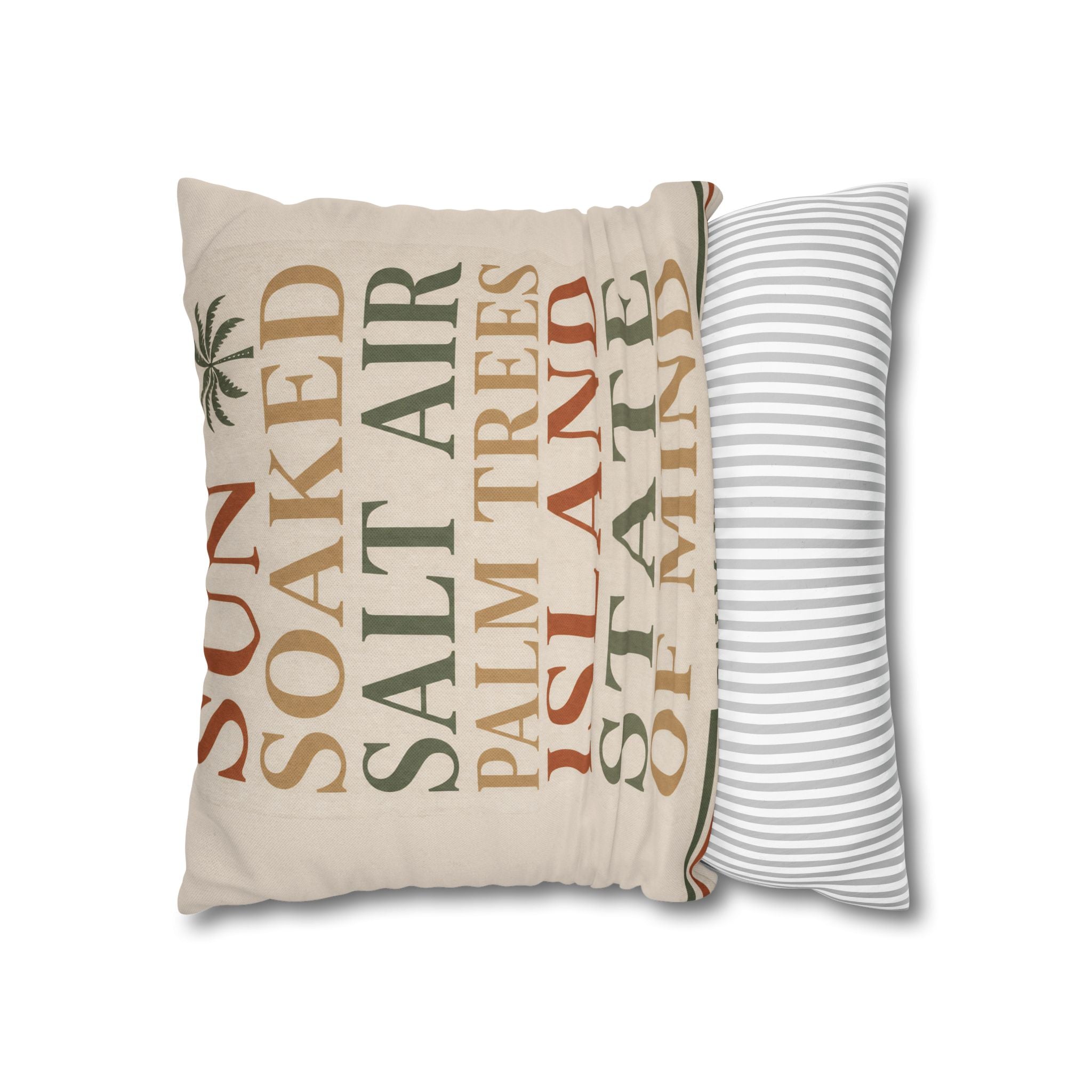Island State of Mind Throw Pillowcase — Sun Soaked Salt Air Palm Trees Decorative Cover - Creations by Chris and Carlos