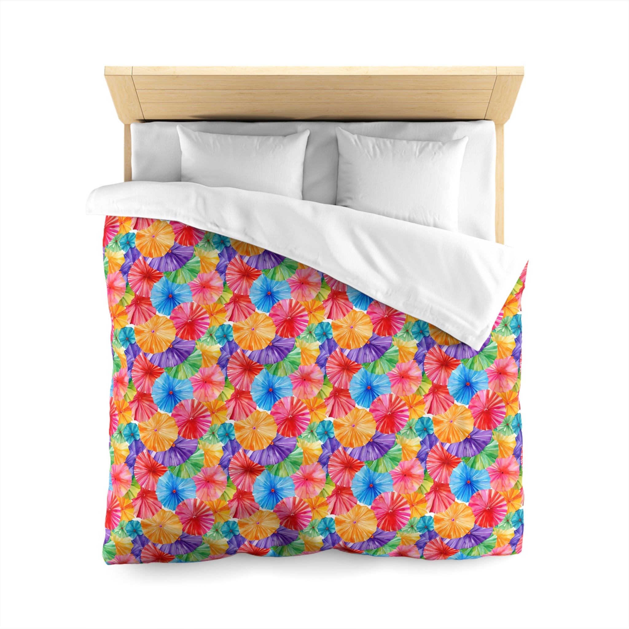 Sol y Alegría (Sun and Joy) Collection- Tie-Dye Floral Duvet Cover — Vibrant Rainbow Microfiber Bedding - Creations by Chris and Carlos