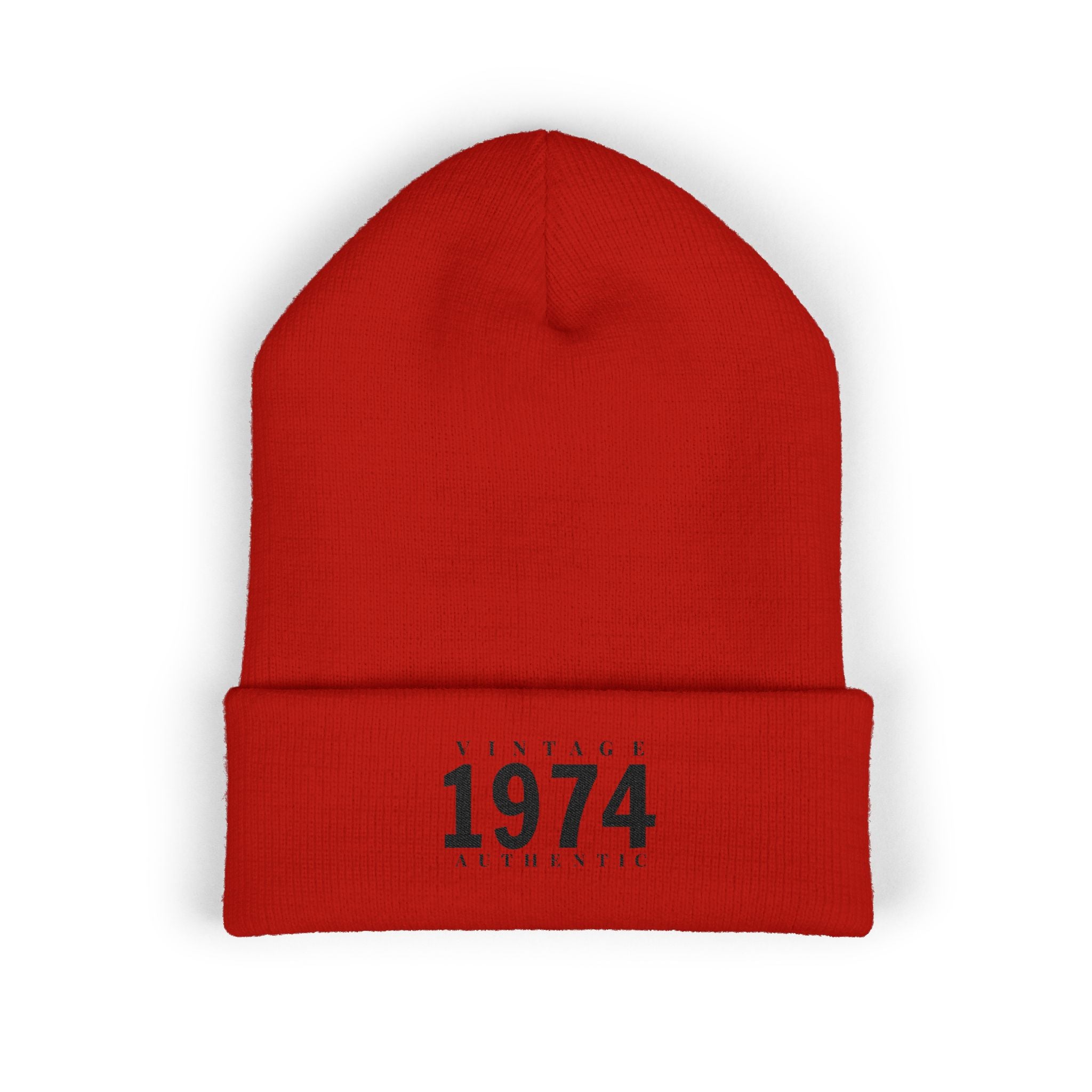 Vintage 1974 Embroidered Cuffed Beanie- Personalize - Creations by Chris and Carlos