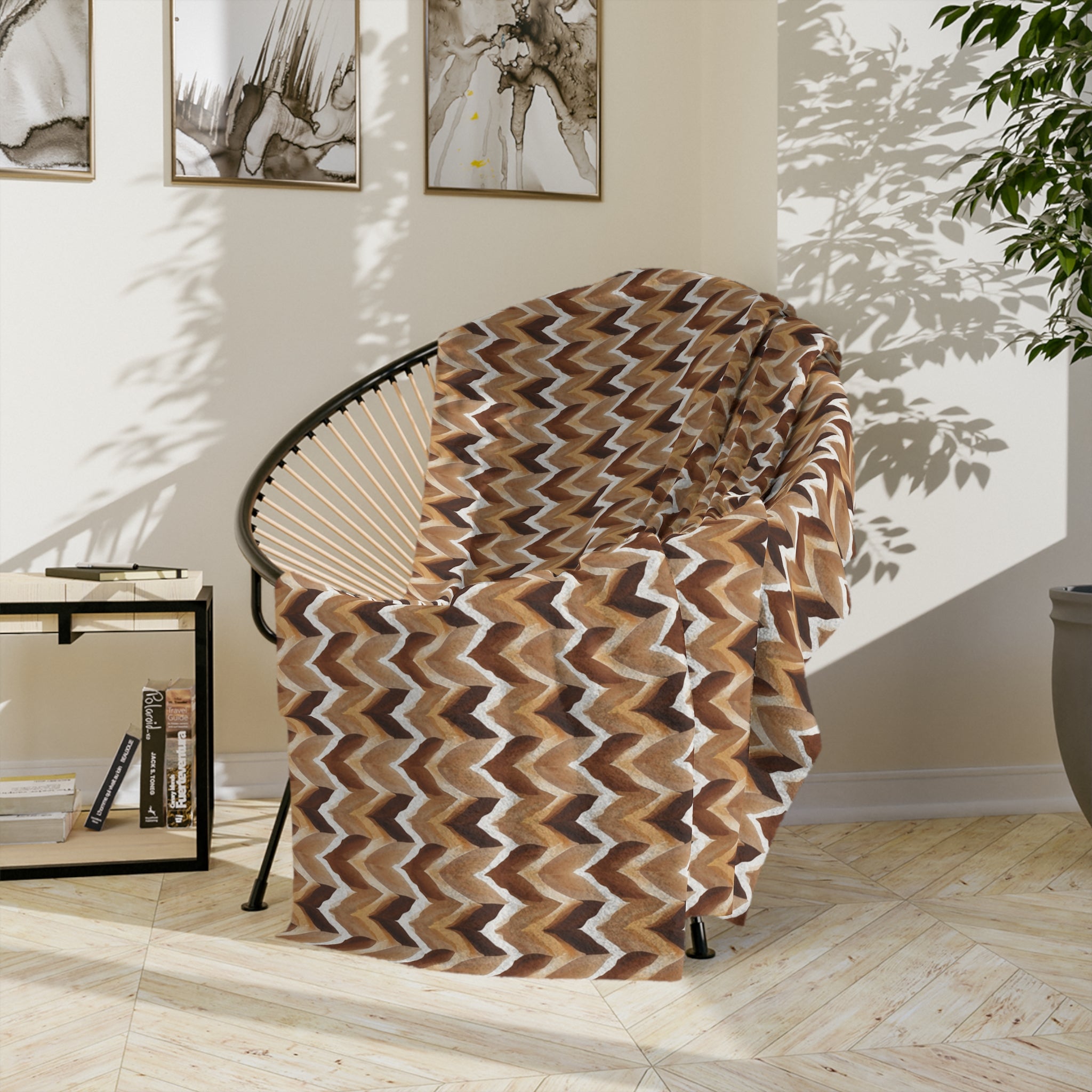 Chevron Knit Velvet Throw Blanket — Cozy Brown Microfiber Blanket - Creations by Chris and Carlos