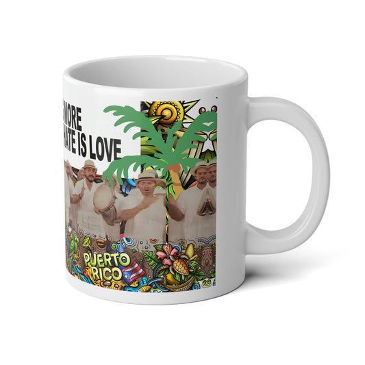 20oz Jumbo Mug — "The Only Thing More Powerful Than Hate Is Love" Puerto Rico Pride Coffee Cup - Creations by Chris and Carlos