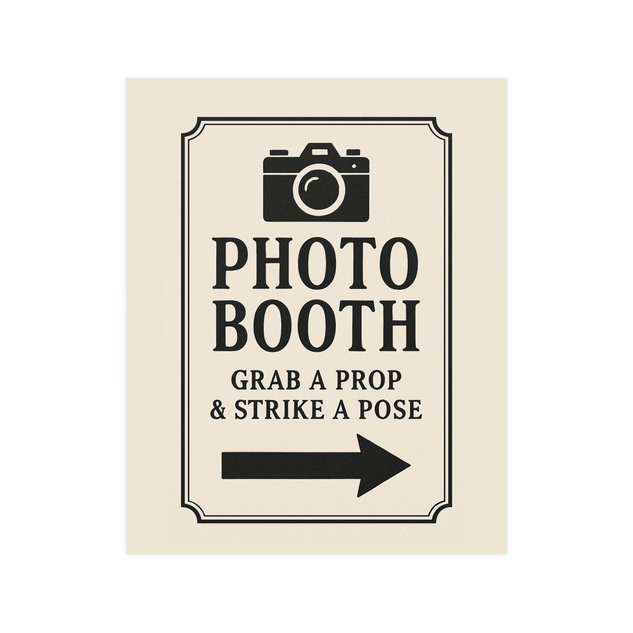 Photo Booth Poster — "Photo Booth: Grab a Prop & Strike a Pose" Matte Sign - Creations by Chris and Carlos