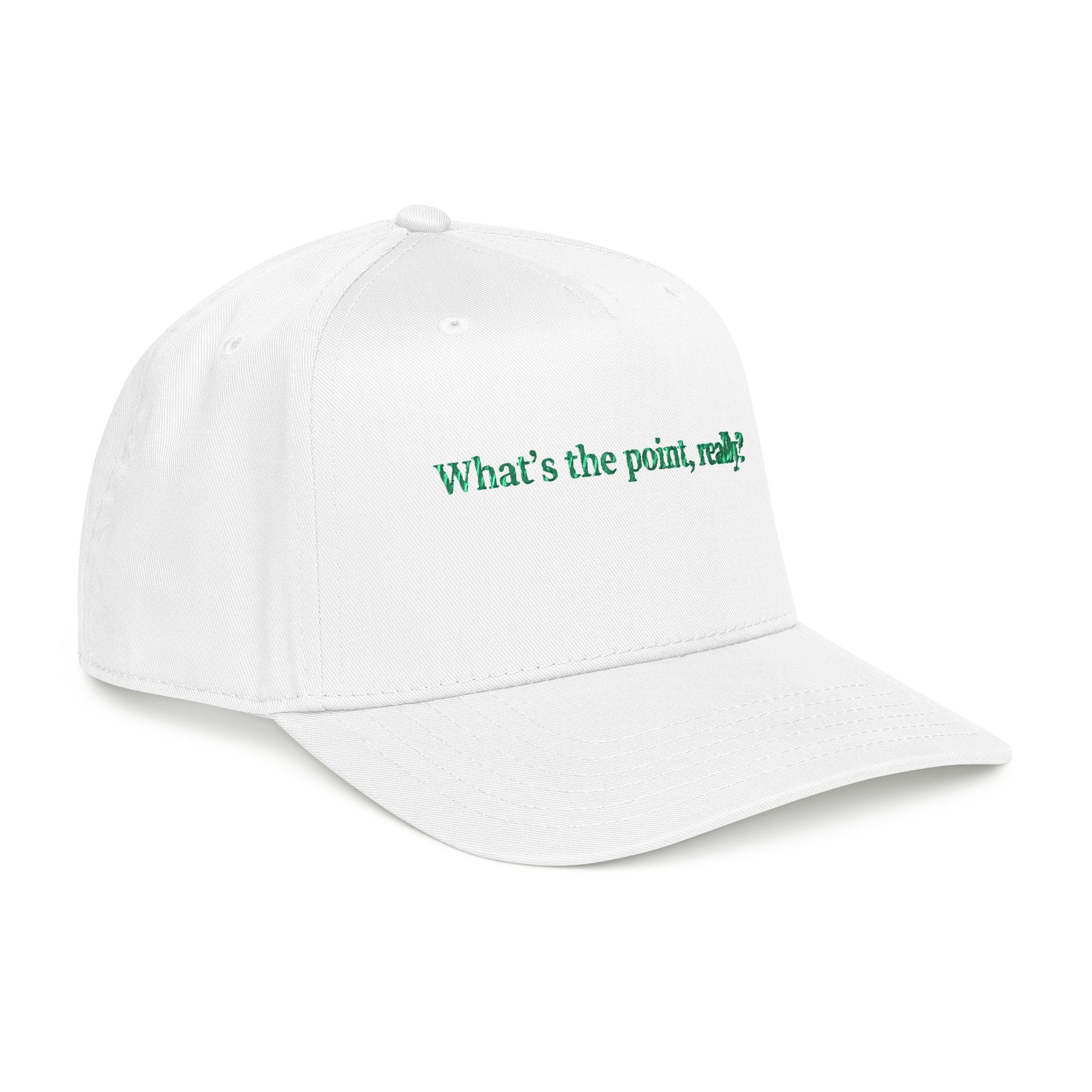 Embroidered 'What's the point, really?' Baseball Cap - Creations by Chris and Carlos